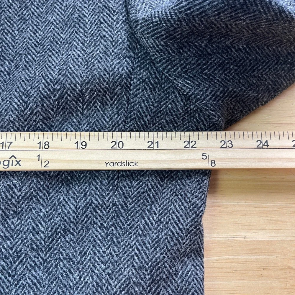 VTG Lands' End Lambswool Blazer Tweed Herringbone‎ 43R Sport Coat Grey *READ